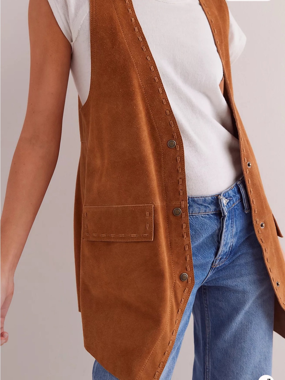 We The Free Cinnamon Brulee Suede Vest Size M